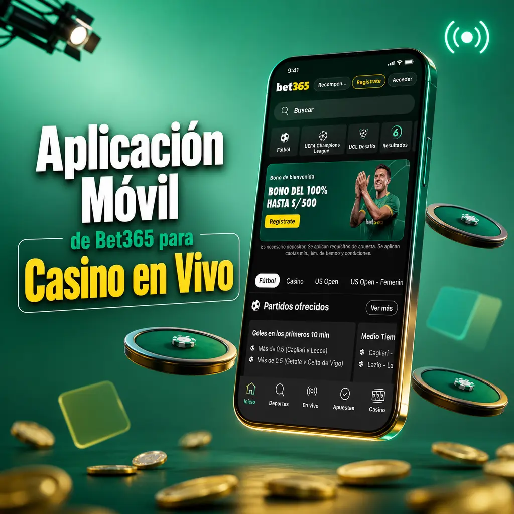 Aplicación móvil de Bet365 para jugar casino en vivo con ruleta, blackjack y baccarat en Android e iOS