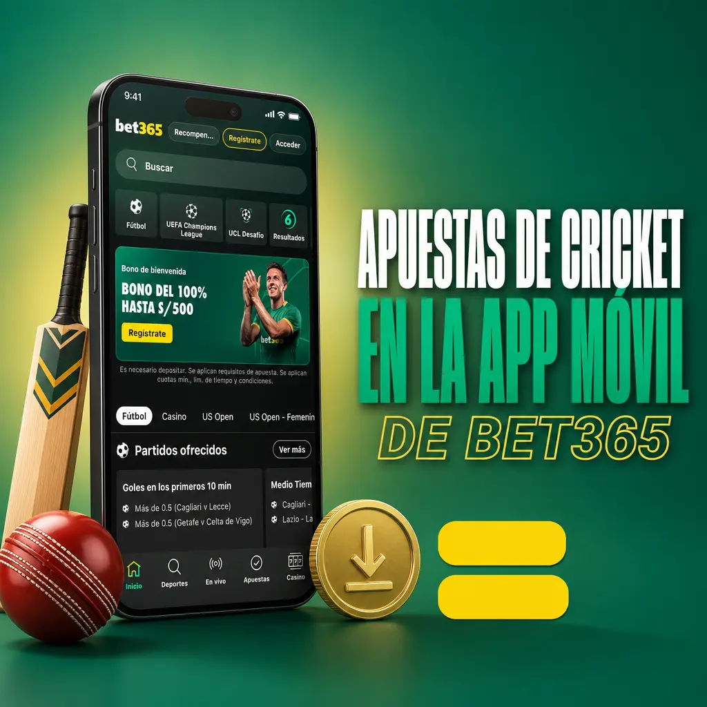 Apuestas de cricket en vivo desde la app móvil de Bet365 en Android e iOS
