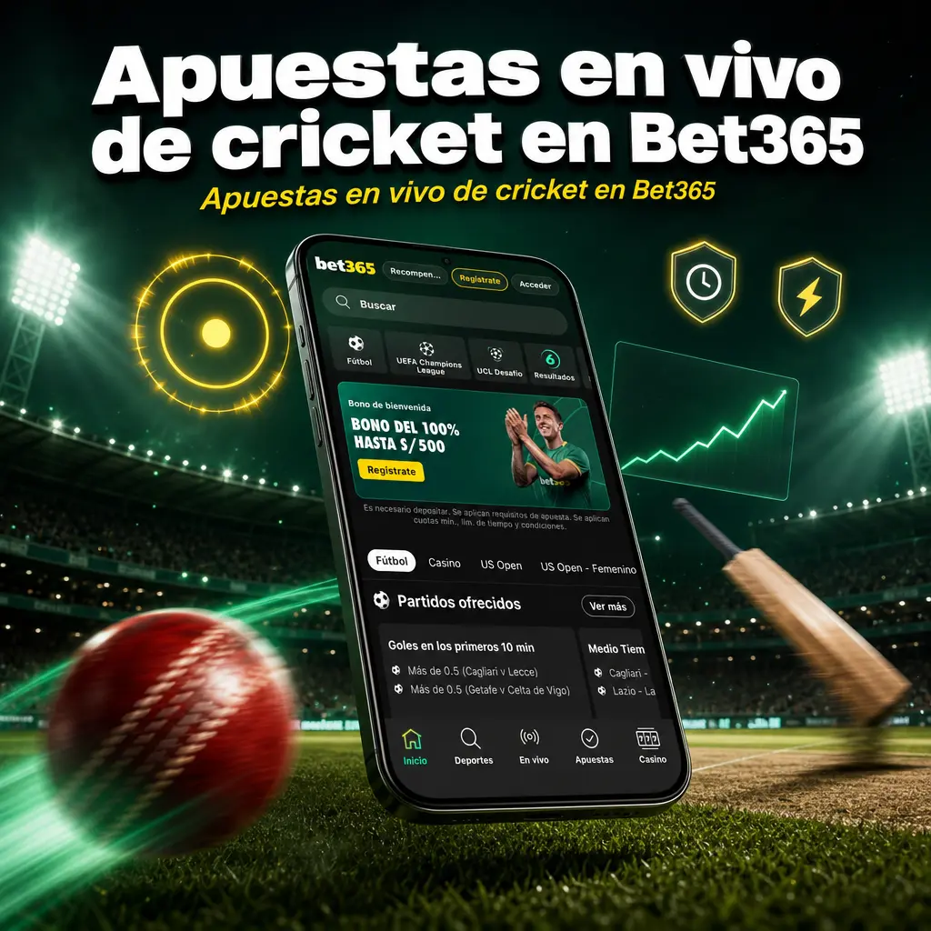 Apuestas en vivo de cricket en Bet365 con cuotas actualizadas, estadísticas en tiempo real y opción de Cash Out