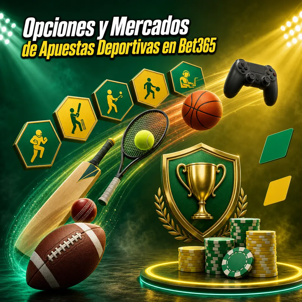 Opciones y mercados de apuestas deportivas en Bet365: fútbol, tenis, básquet, cricket y eSports con cobertura en vivo y prepartido.