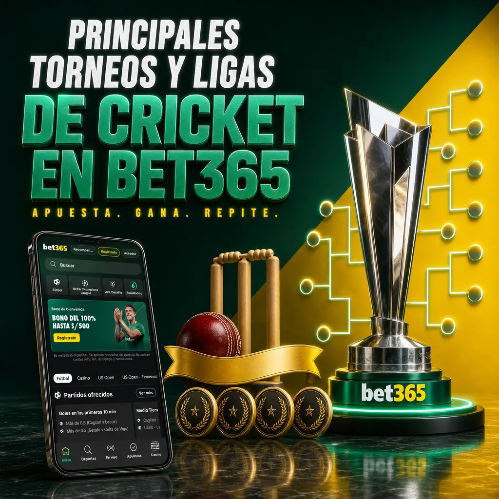 Principales torneos de cricket en Bet365: IPL, BPL, ICC T20 World Cup, Cricket World Cup y Asia Cup, temporada 2026.